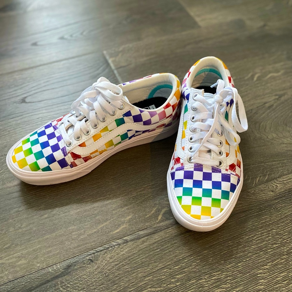 Vans | Rainbow Checkerboard (custom, comfy cush)